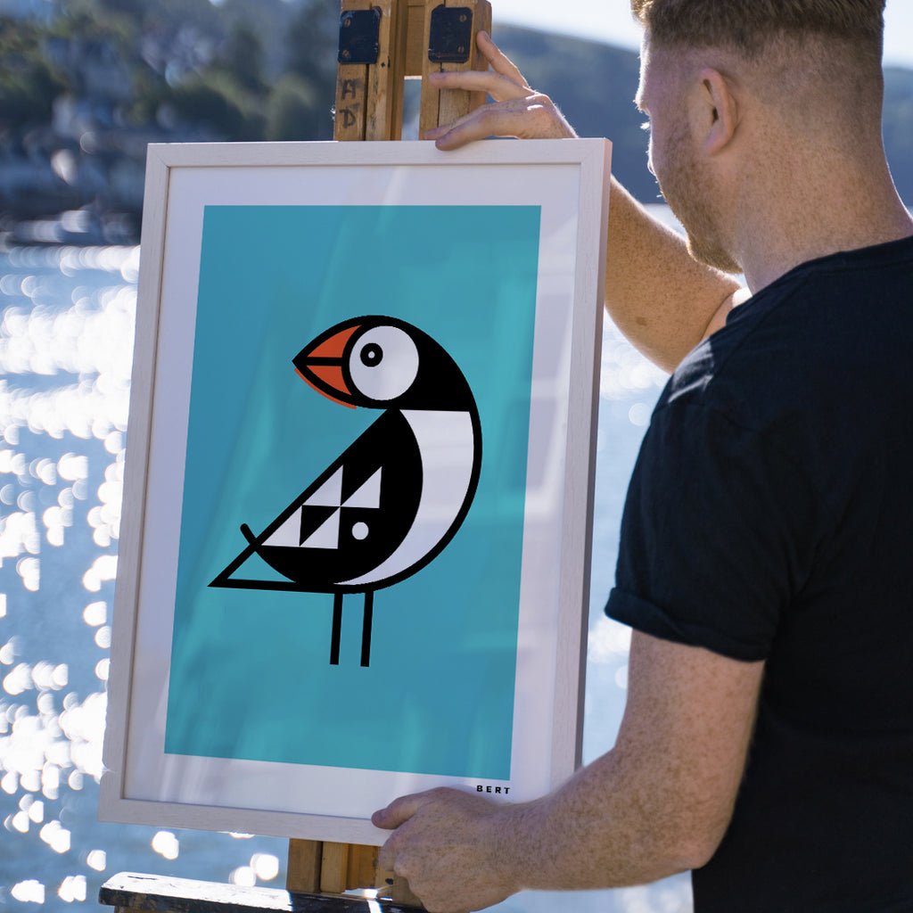 Petite Puffin Blue  | OPEN EDITION WALL ART