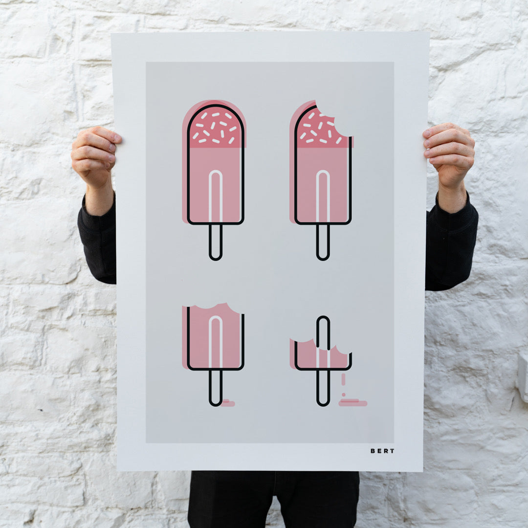 MELTING STRAWBERRY PINK ICE LOLLIES | SPECIAL EDITION WALL ART