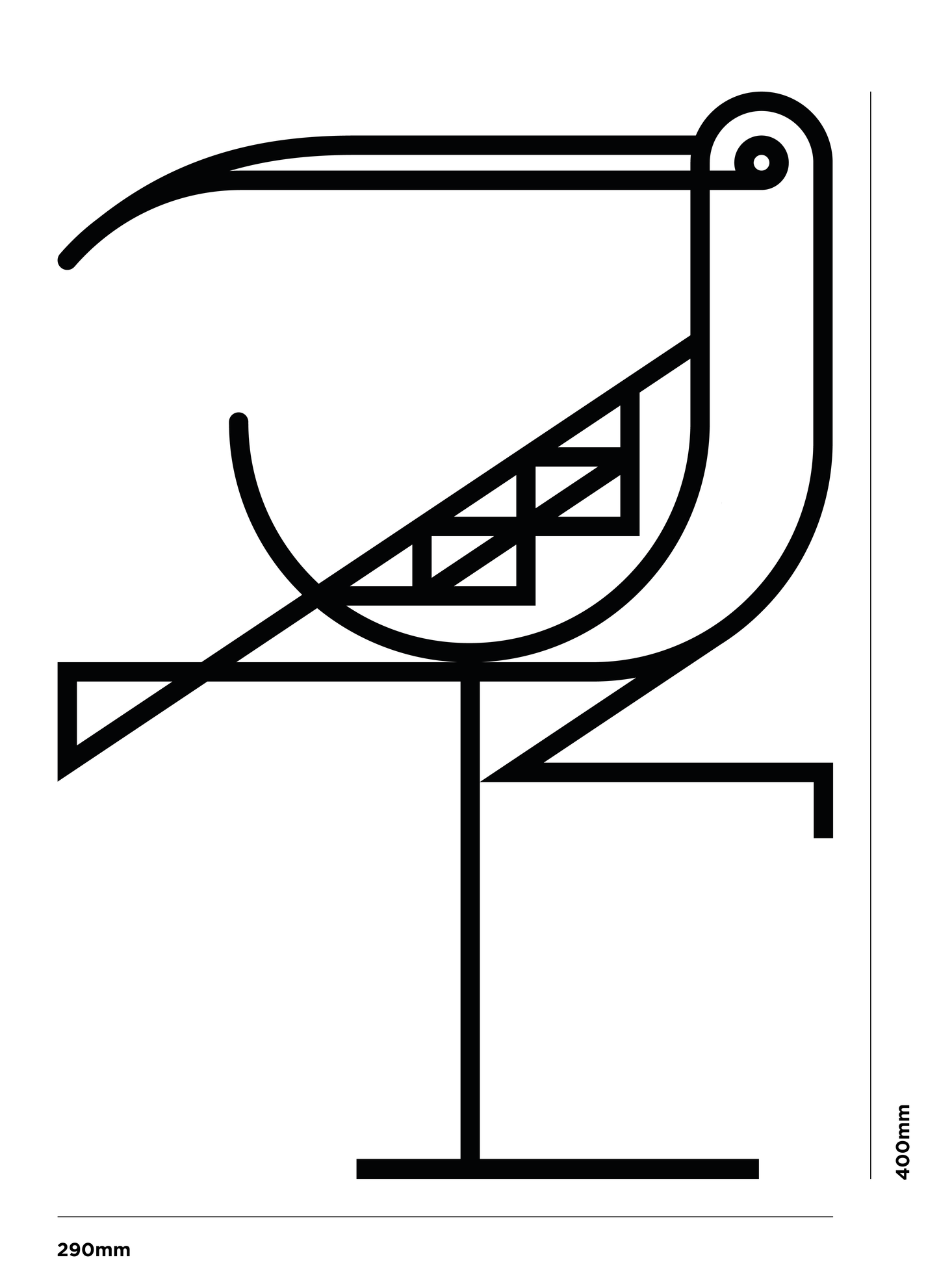 Calling Curlew Line Art Metalwork Sculpture