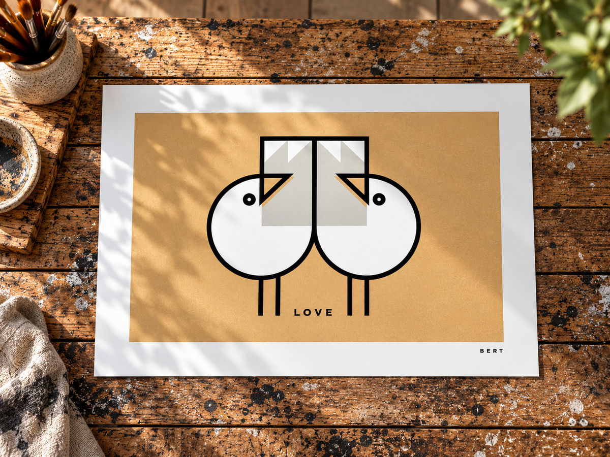 Love Gulls Gold Art Print