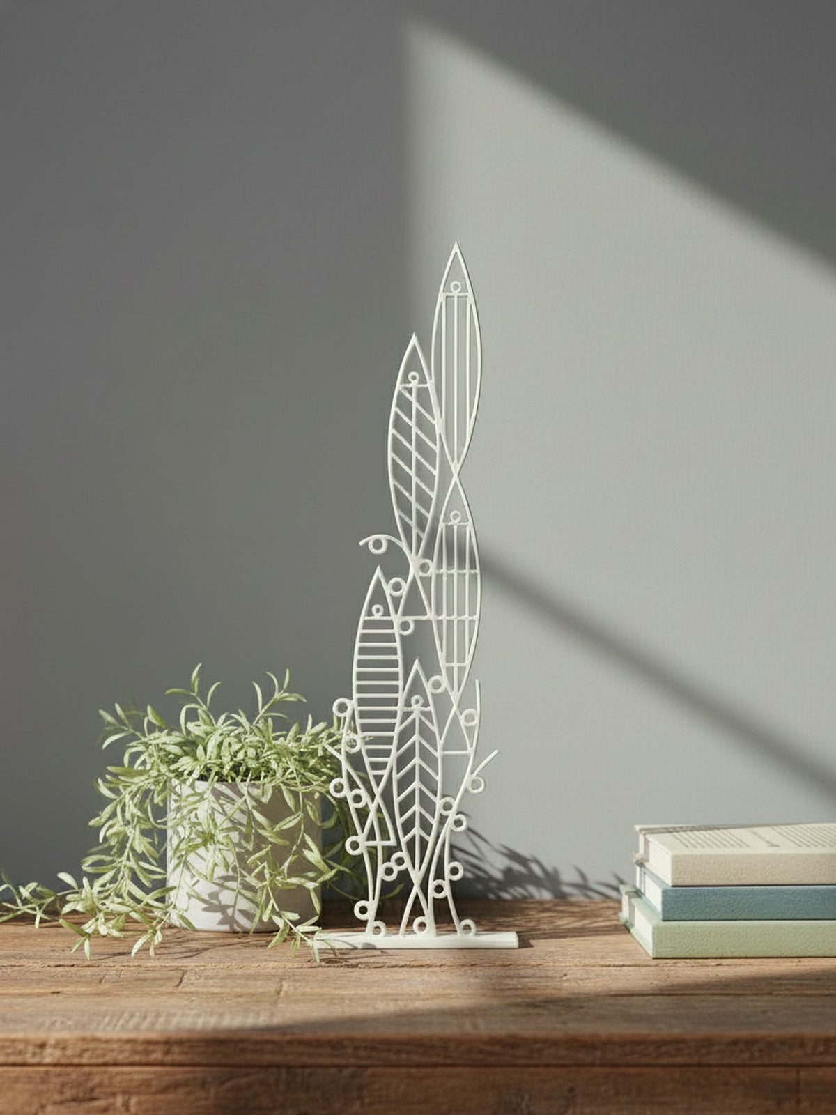 Fish Sculpture Portrait - White Metalwork by Bert Fowler - Limited Edition of 5