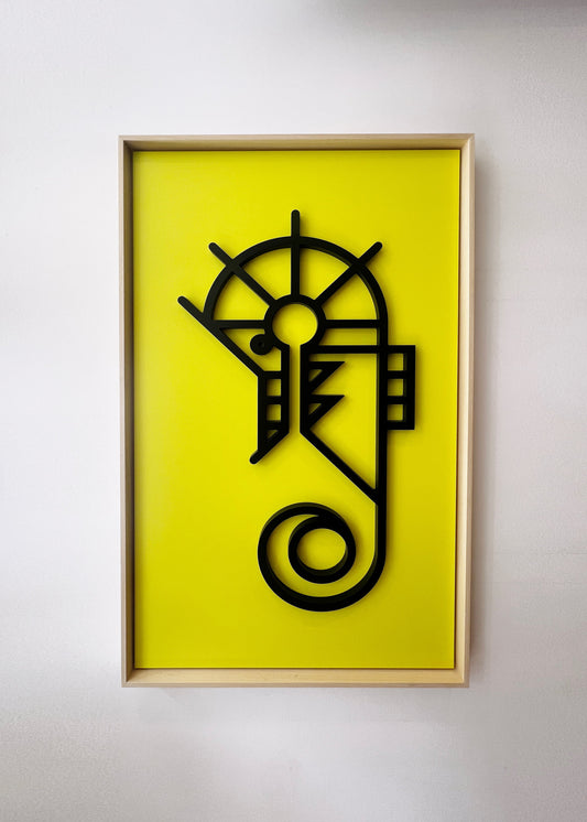 New! Seahorse Yellow | Wood Relief Art