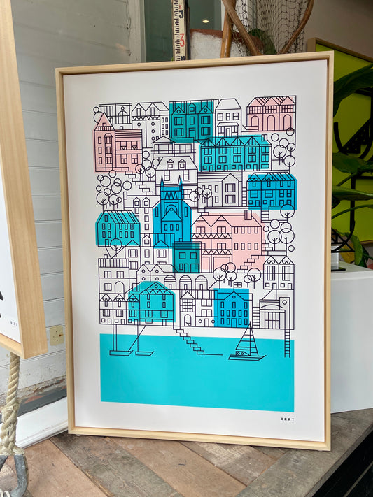 New! Dartmouth Houses | Large Framed Canvas