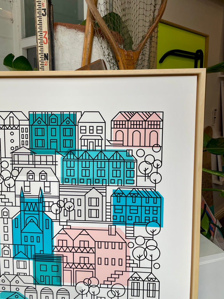 New! Dartmouth Houses | Large Framed Canvas