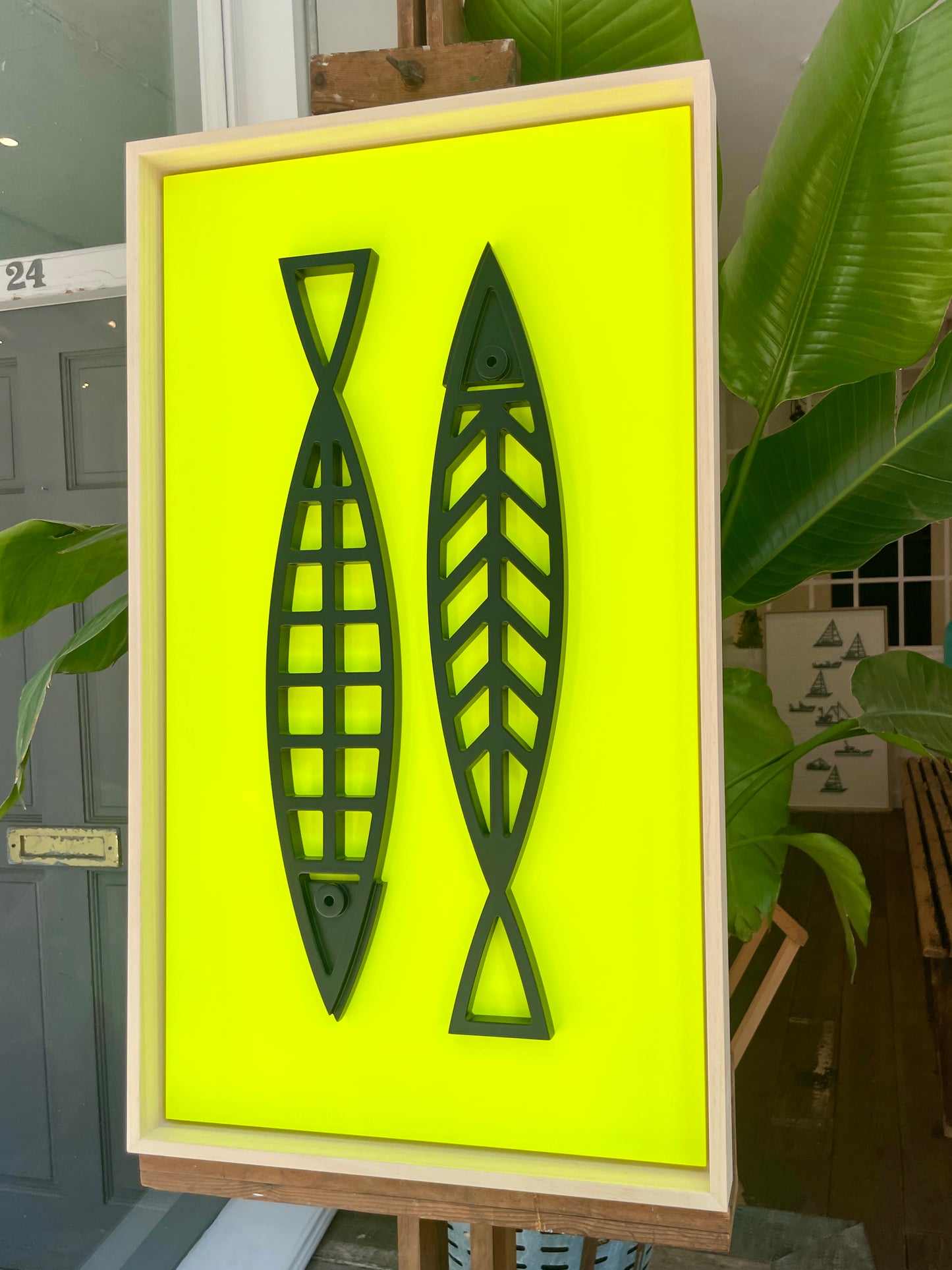 New! Fine Fish Neon | Wood Relief Art