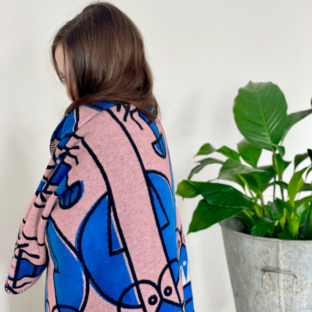 New! Lush Lobster Pink Recycled Cotton Blanket