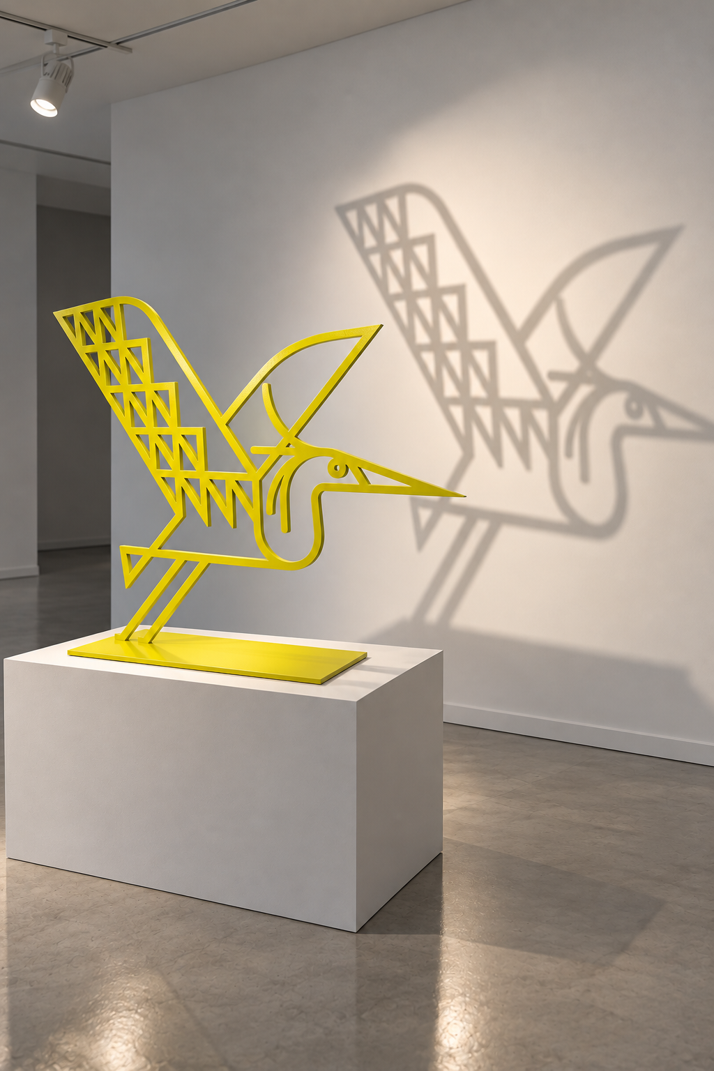 Limited Edition! Heron Takes Flight Sculpture in Neon Yellow | 90cm W x 75cm H Metalwork