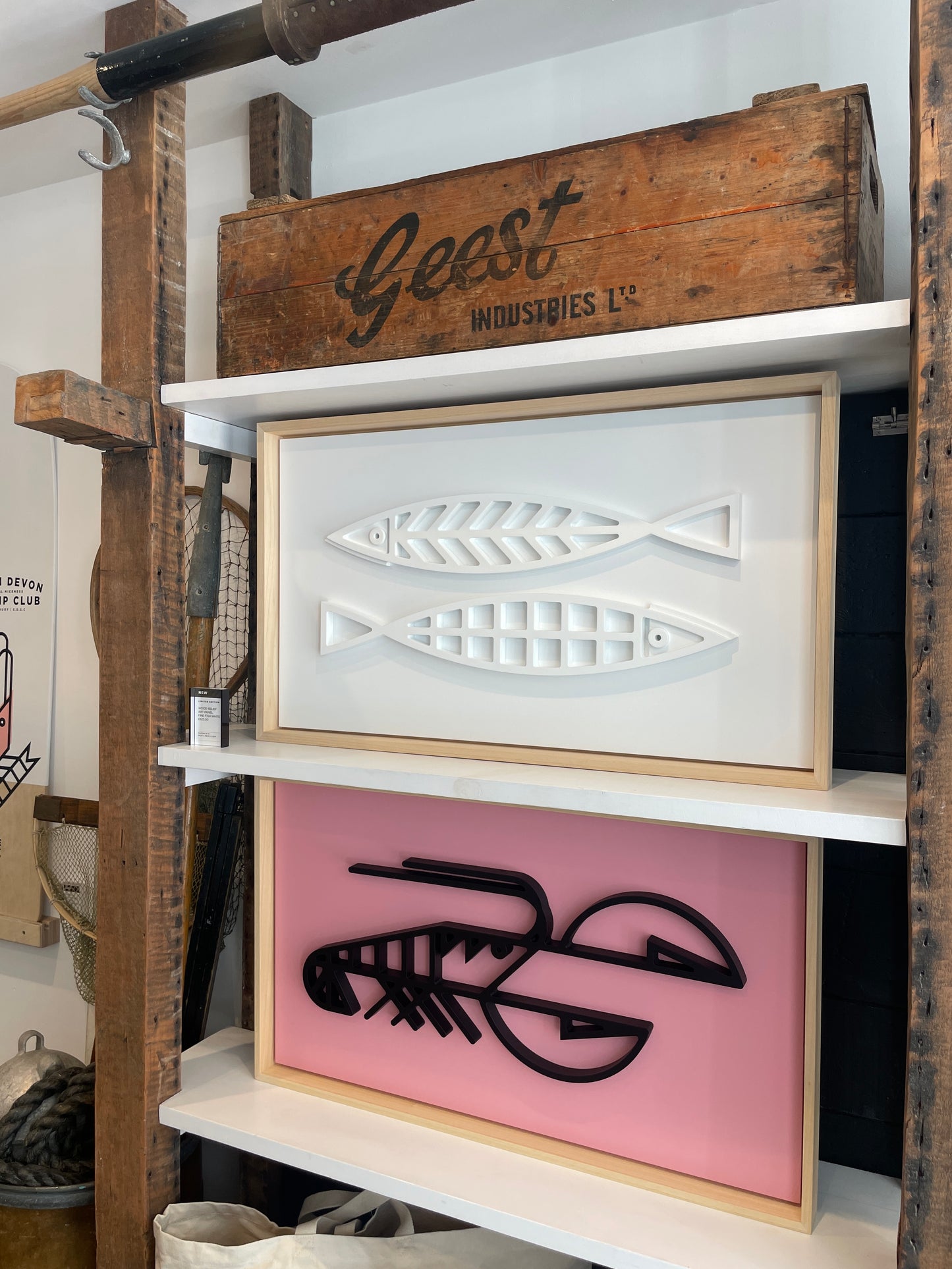 New! Lobster Landscape Pink | Wood Relief Art