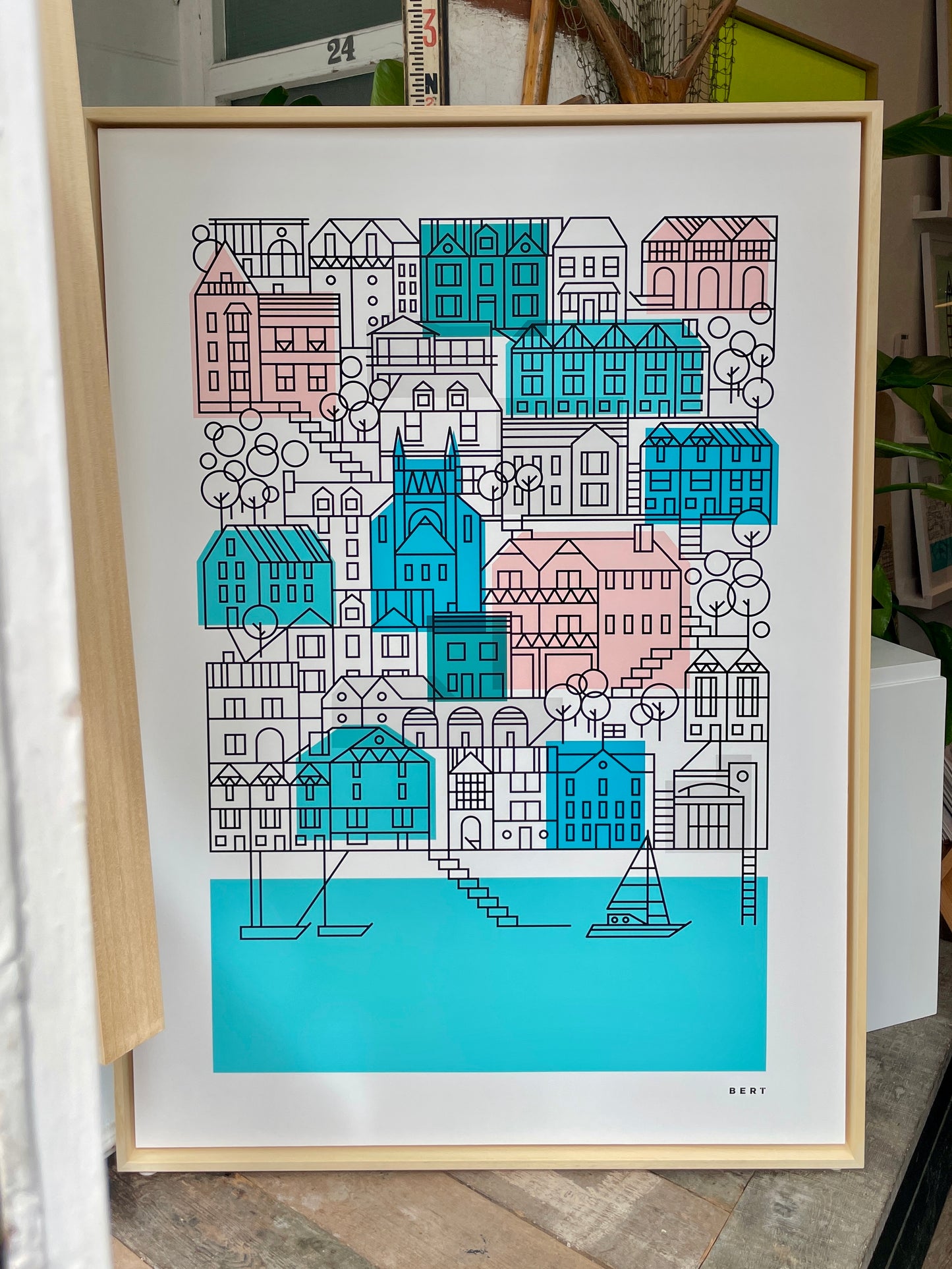 New! Dartmouth Houses | Large Framed Canvas