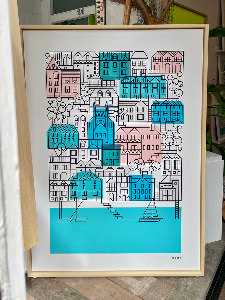 New! Dartmouth Houses | Large Framed Canvas