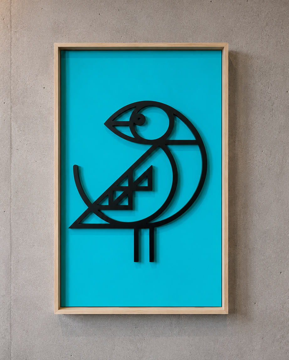 New! Puffin Blue | Wood Relief Art