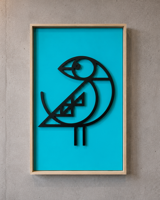 New! Puffin Blue | Wood Relief Art