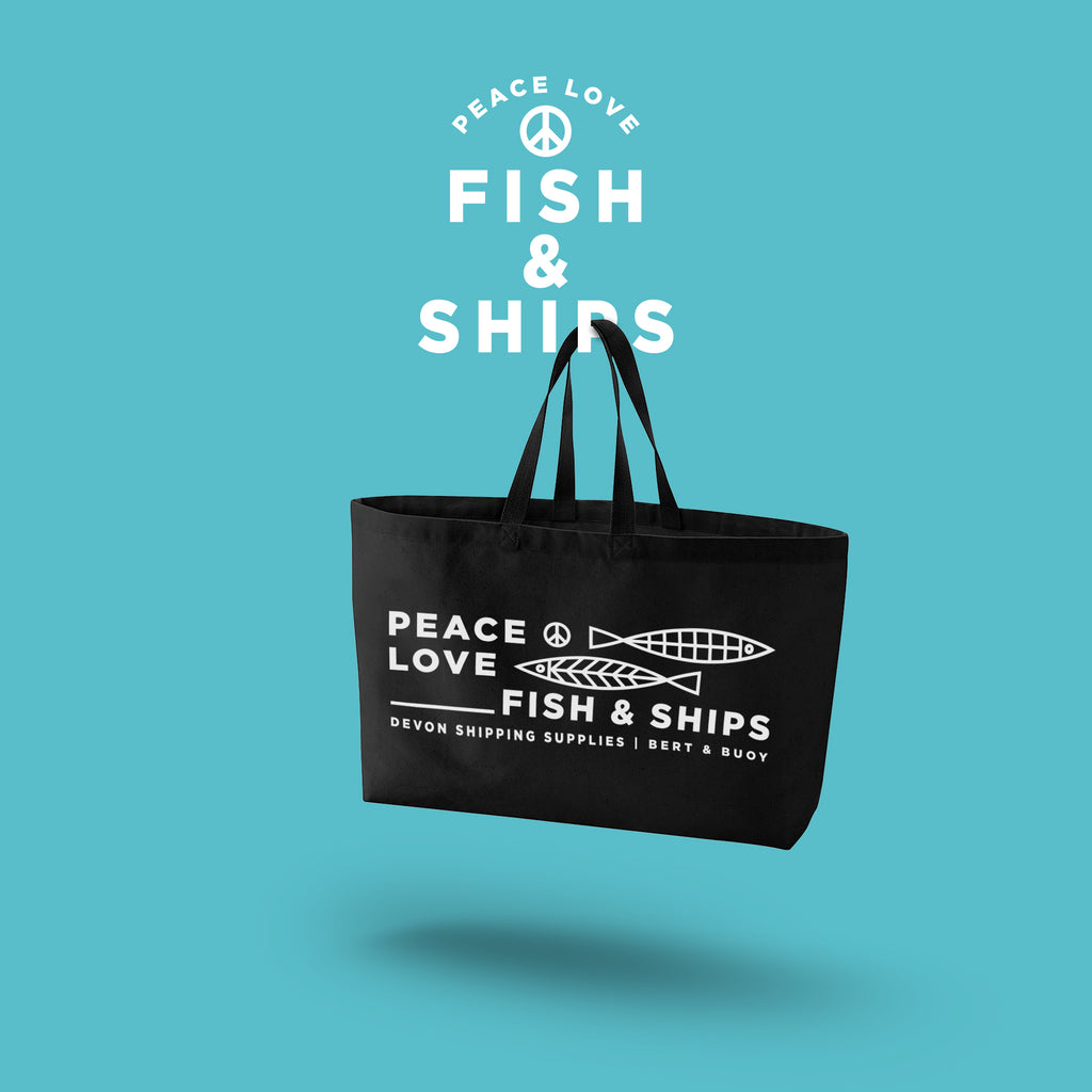 New! Peace, Love, Fish & Ships | Big Canvas Bag