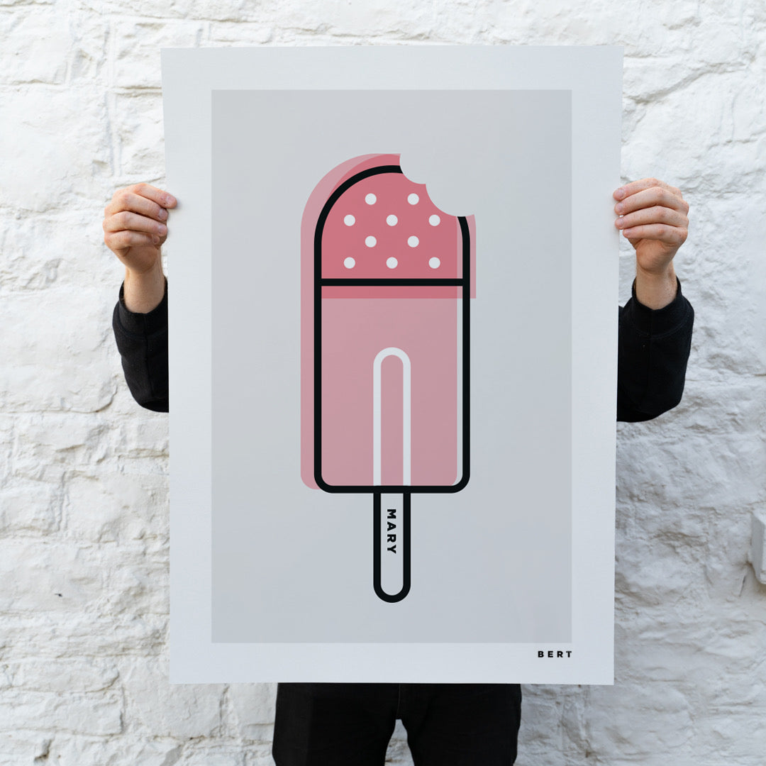 STRAWBERRY SPRINKLE ICE LOLLY | SPECIAL EDITION WALL ART *PERSONALISATION AVAILABLE*