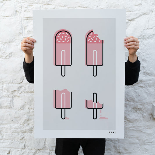 MELTING STRAWBERRY PINK ICE LOLLIES | SPECIAL EDITION WALL ART