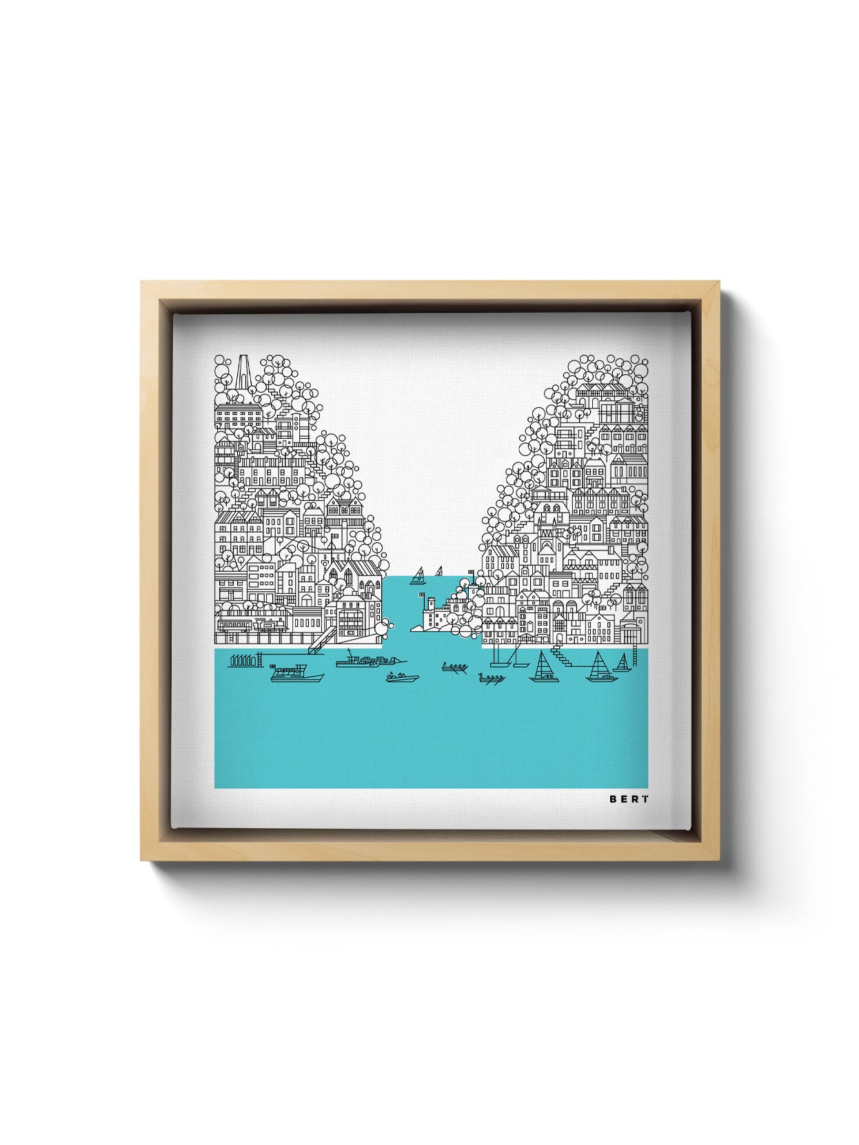 New! Dartmouth to Kingswear| Small Square Framed Canvas