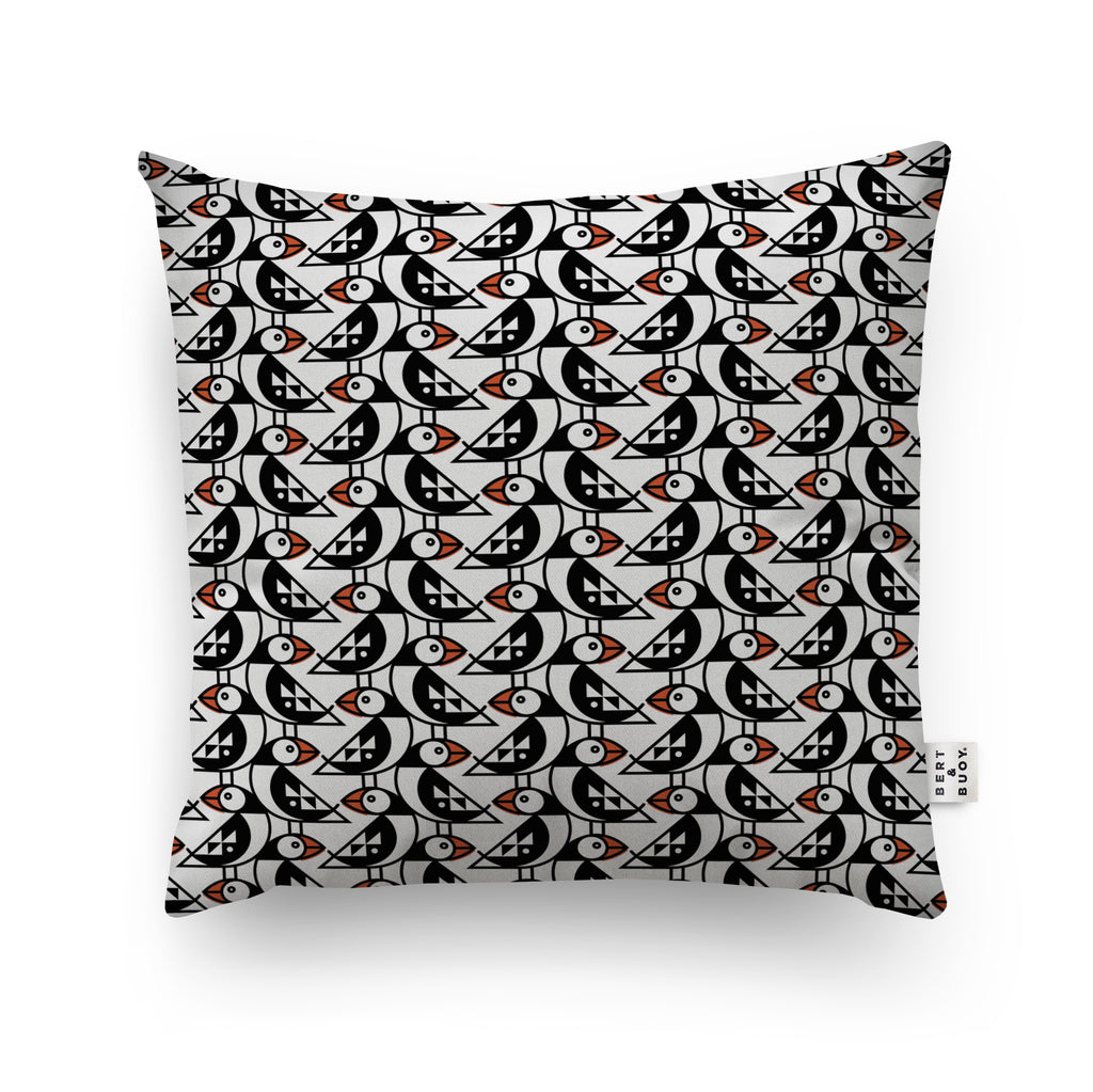 Puffin Pattern Square Cushion
