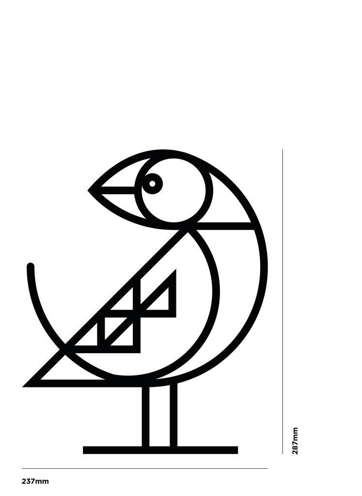 Petite Puffin Line Art Metal Bird Sculpture