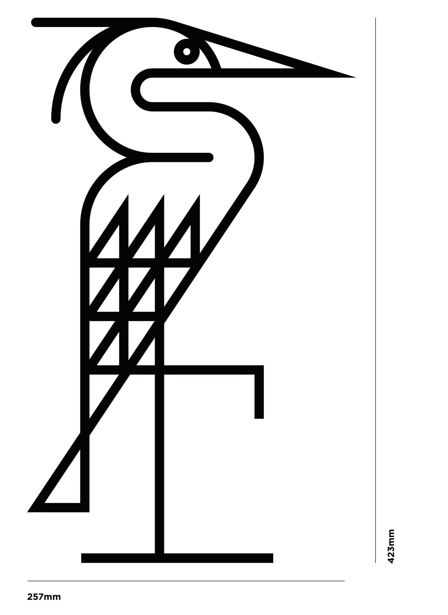 Handsome Heron Line Art Metalwork Sculpture