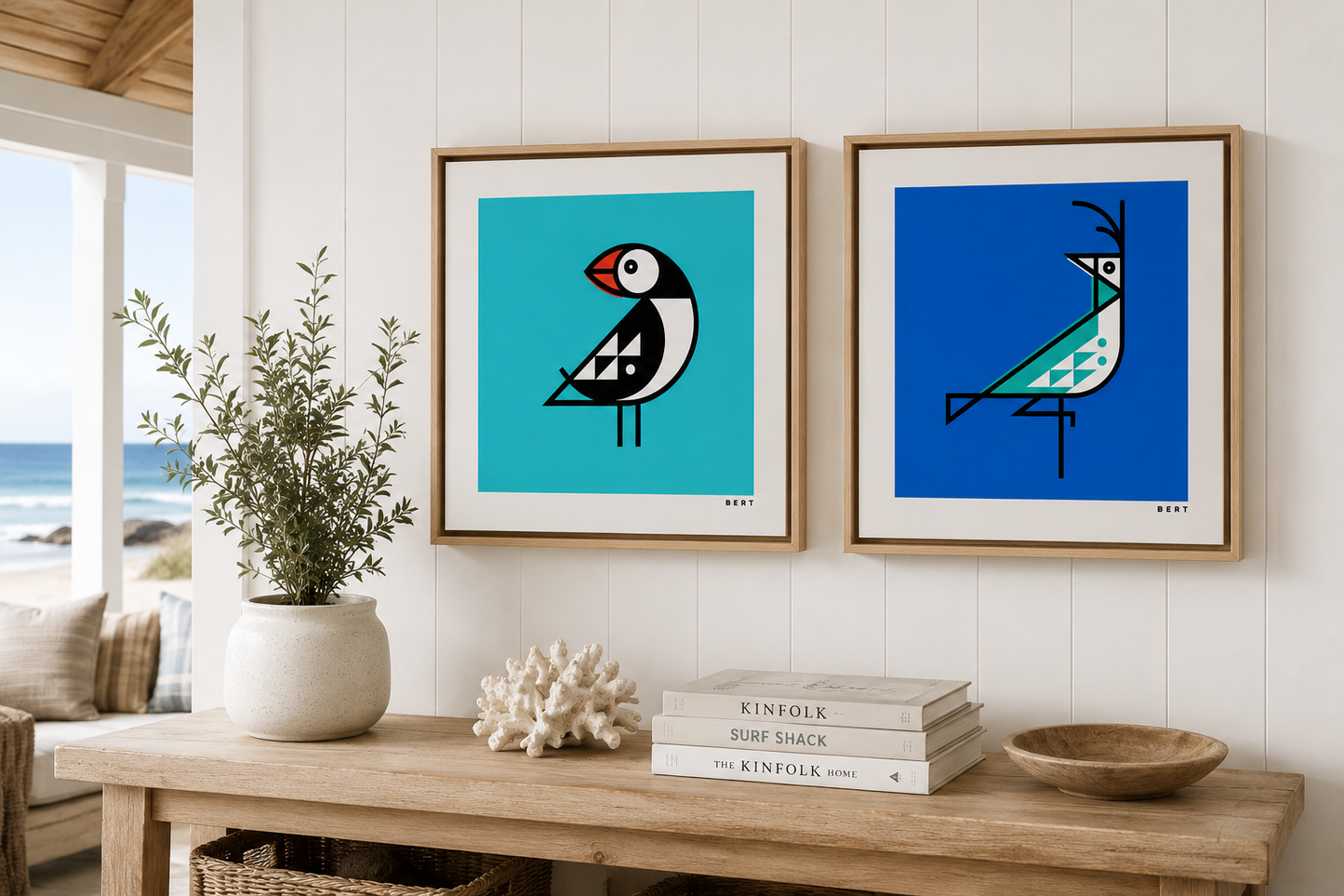 New! Curlew Blue | 44 x 44 cm Square Framed Canvas