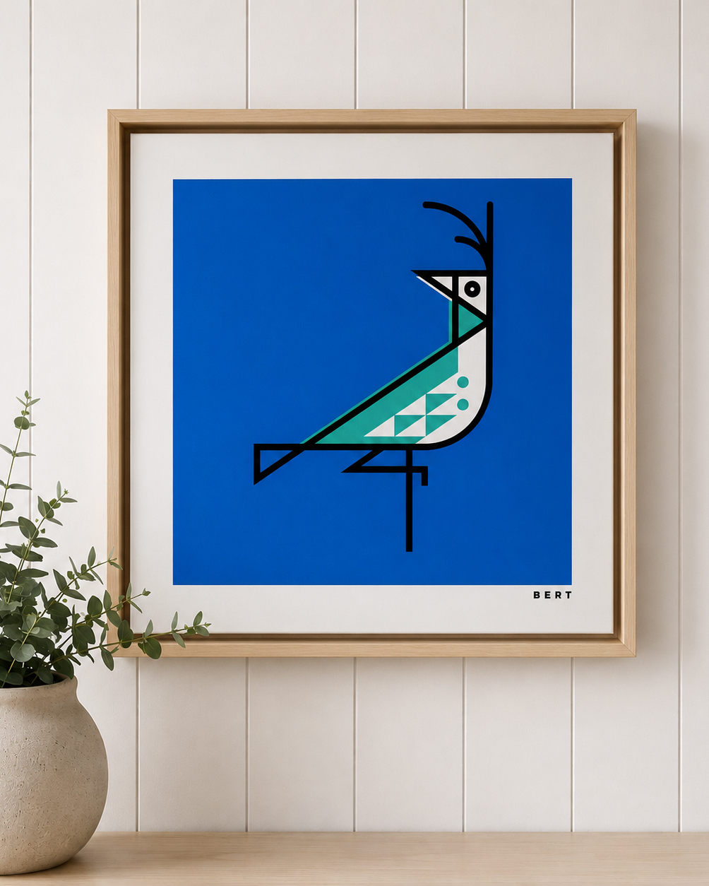 New! Curlew Blue | 44 x 44 cm Square Framed Canvas