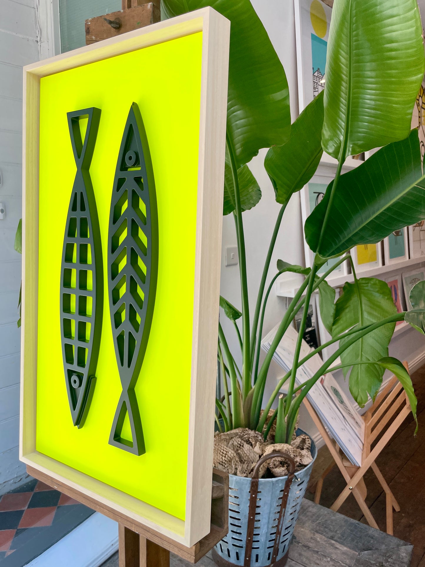 New! Fine Fish Neon | Wood Relief Art