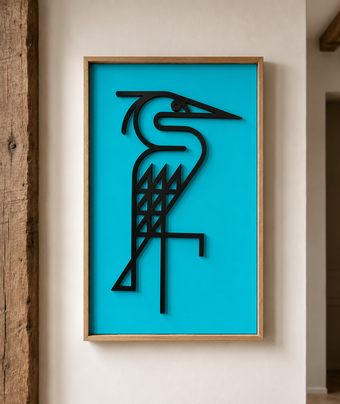 New! Heron teal | Wood Relief Art