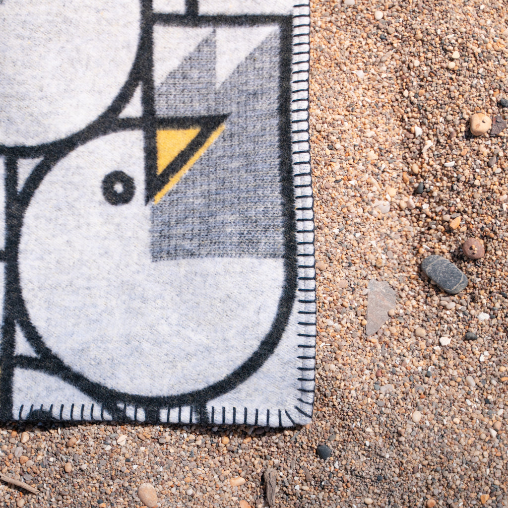 Great Gulls Yellow Recycled Cotton Blanket Throw