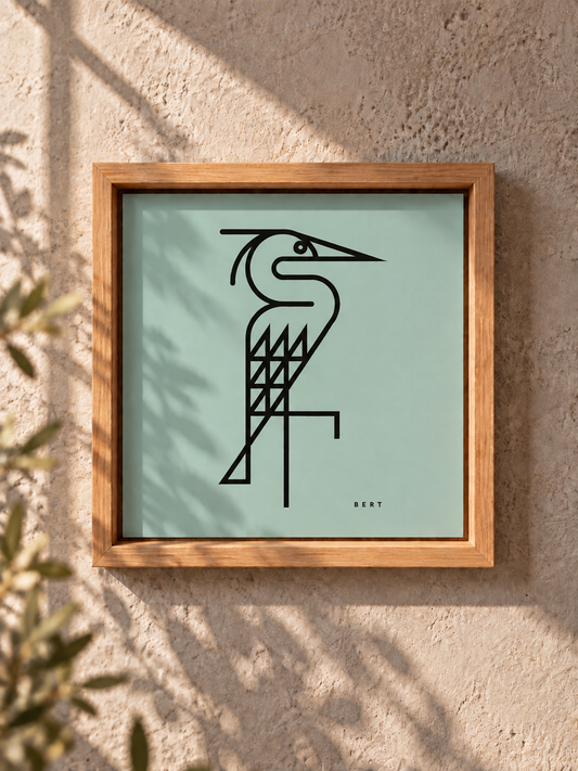 Heron on Seafoam Small Canvas