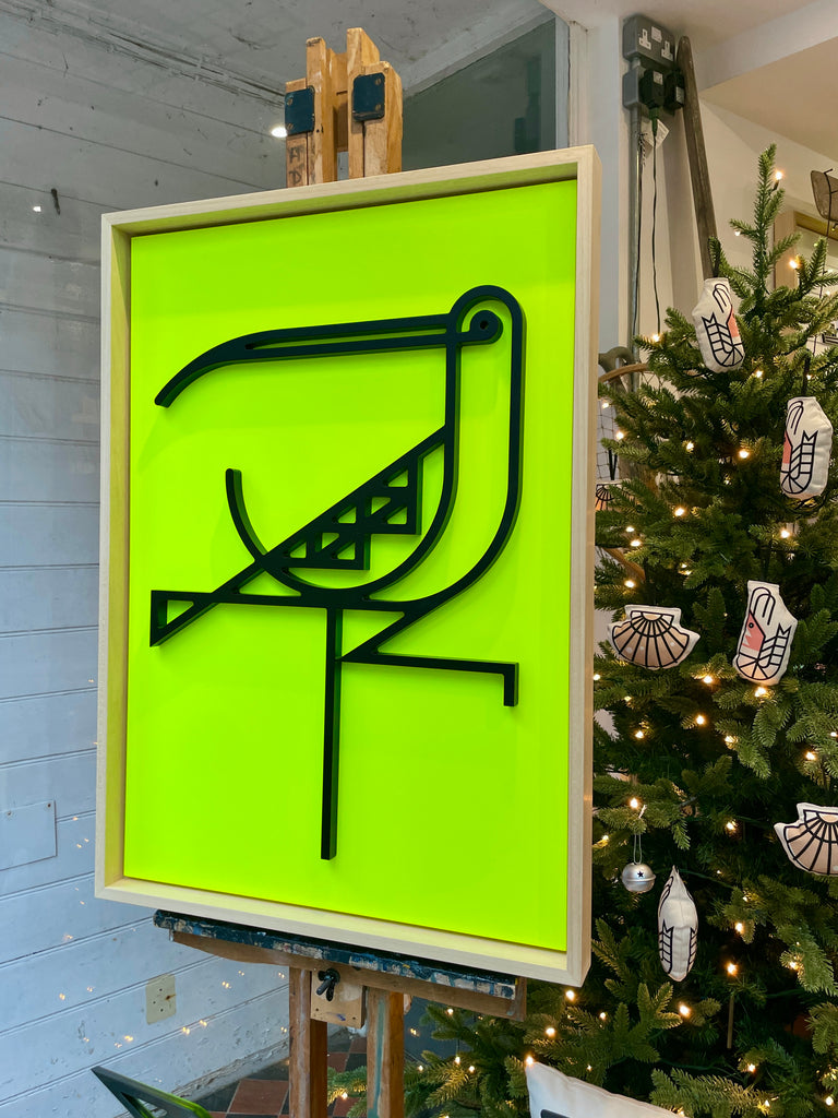 New! Calling Curlew Neon Yellow | Medium Wood Relief