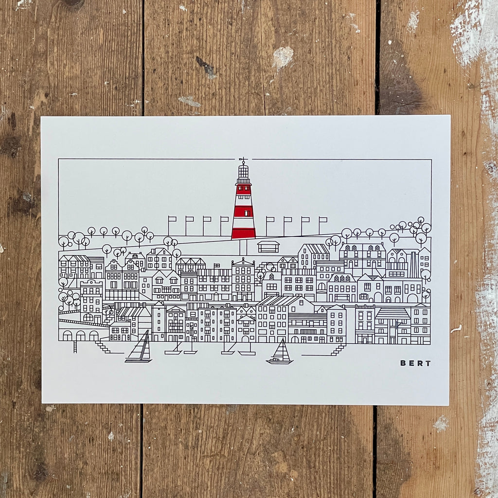 SPRING CLEAN OUTLET | A4 UNFRAMED ART PRINT | PLYMOUTH
