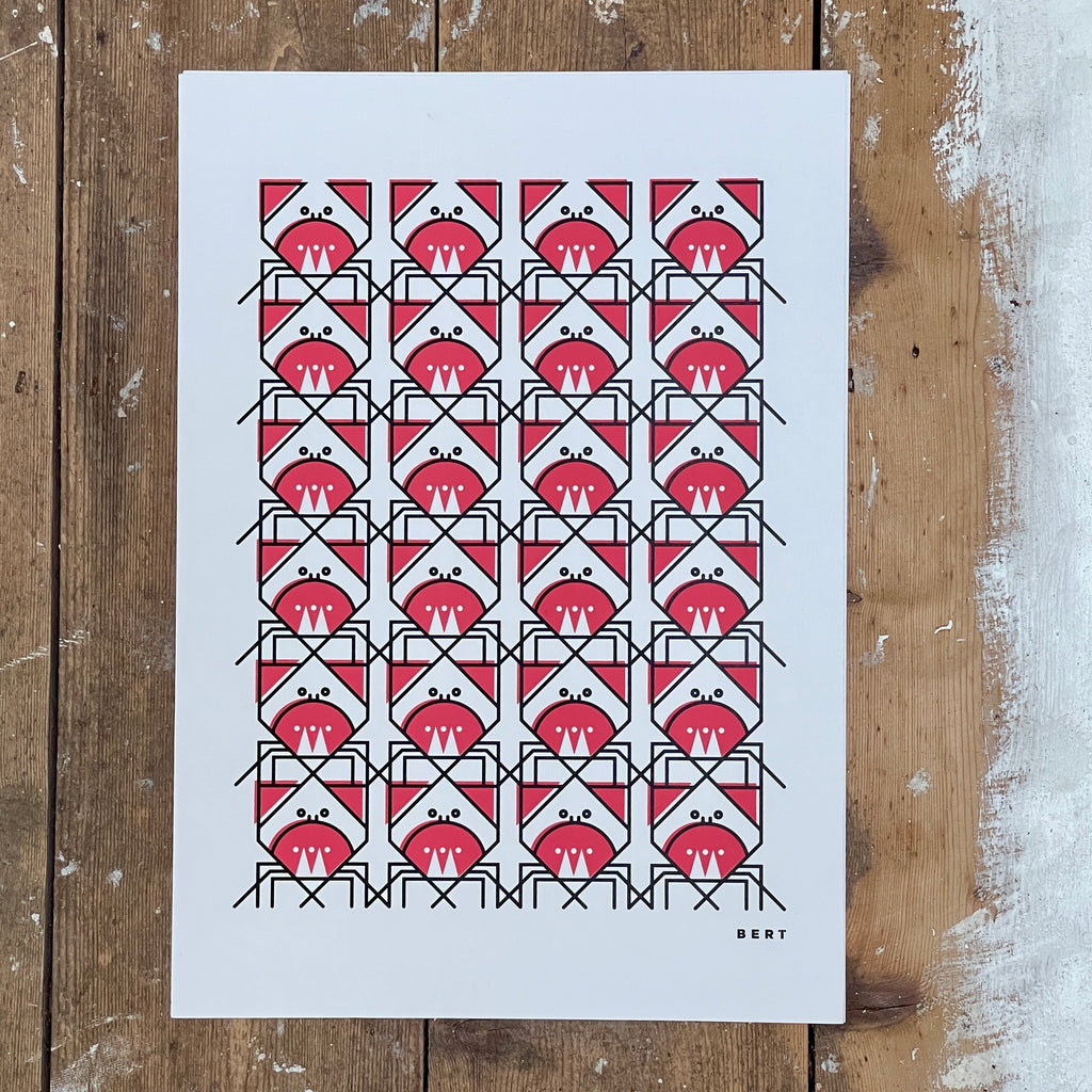 SPRING CLEAN OUTLET | A3 UNFRAMED ART PRINT | CUNNING CRAB PATTERN