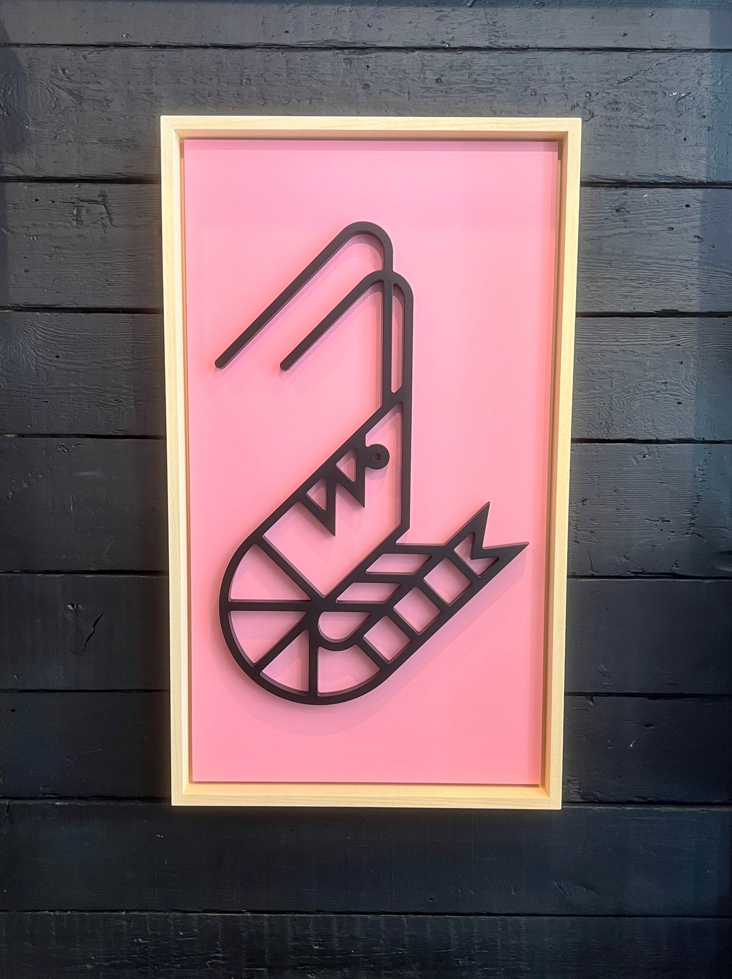 New! Shrimp Pink | Wood Relief Art