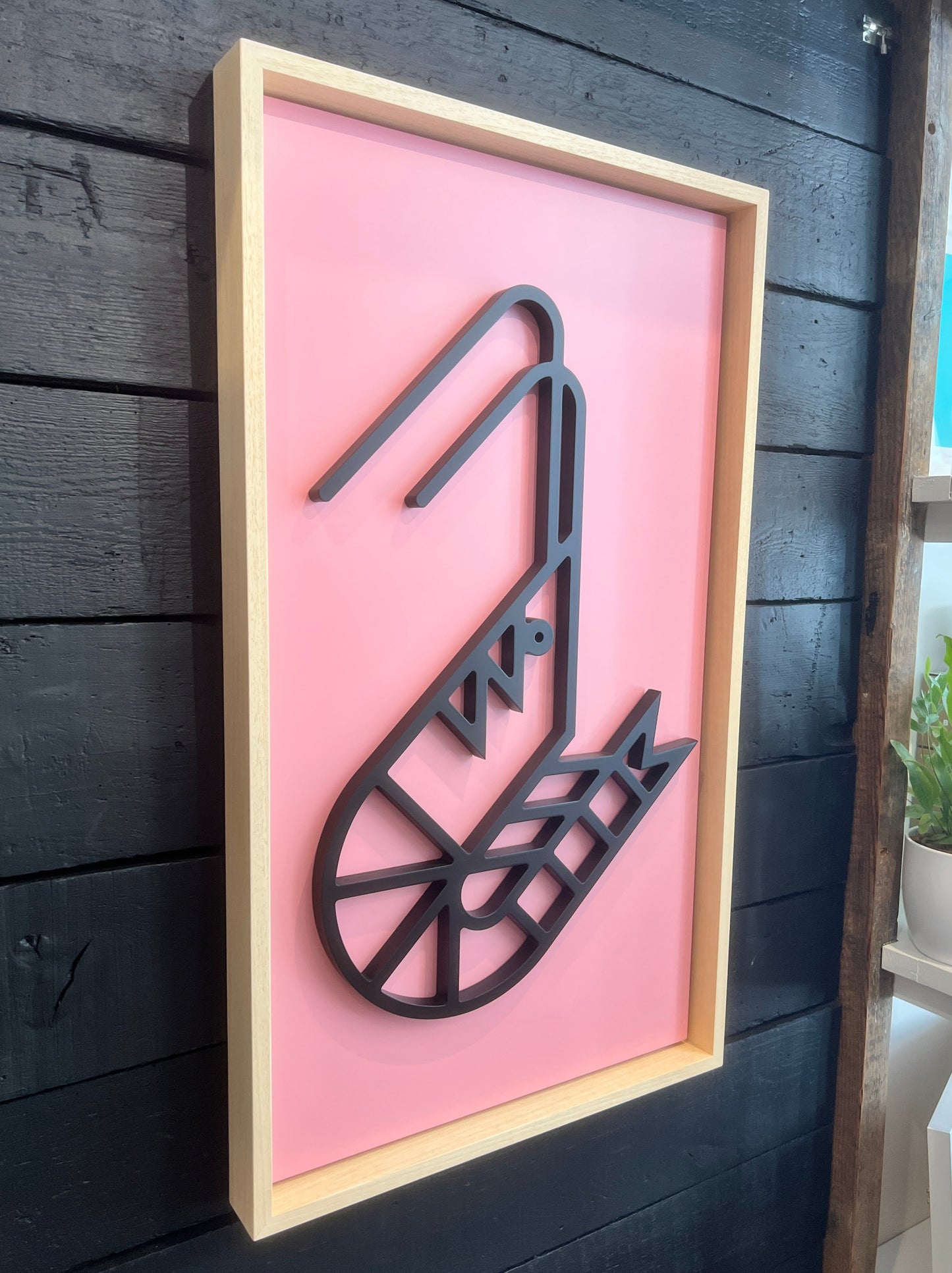 New! Shrimp Pink | Wood Relief Art