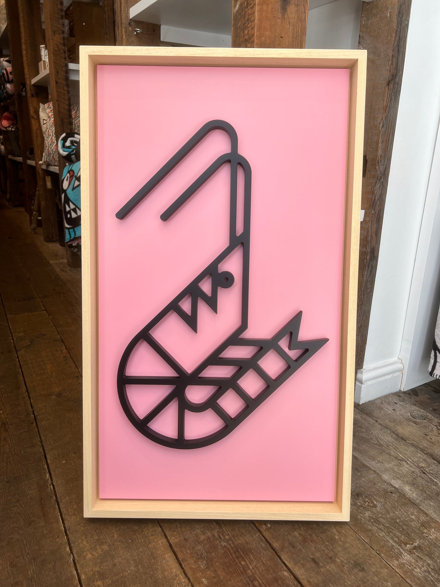 New! Shrimp Pink | Wood Relief Art