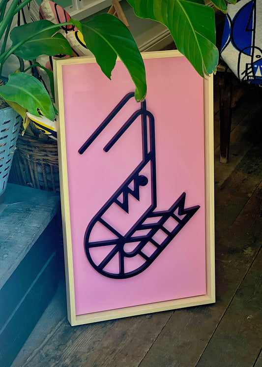 New! Shrimp Pink | Wood Relief Art