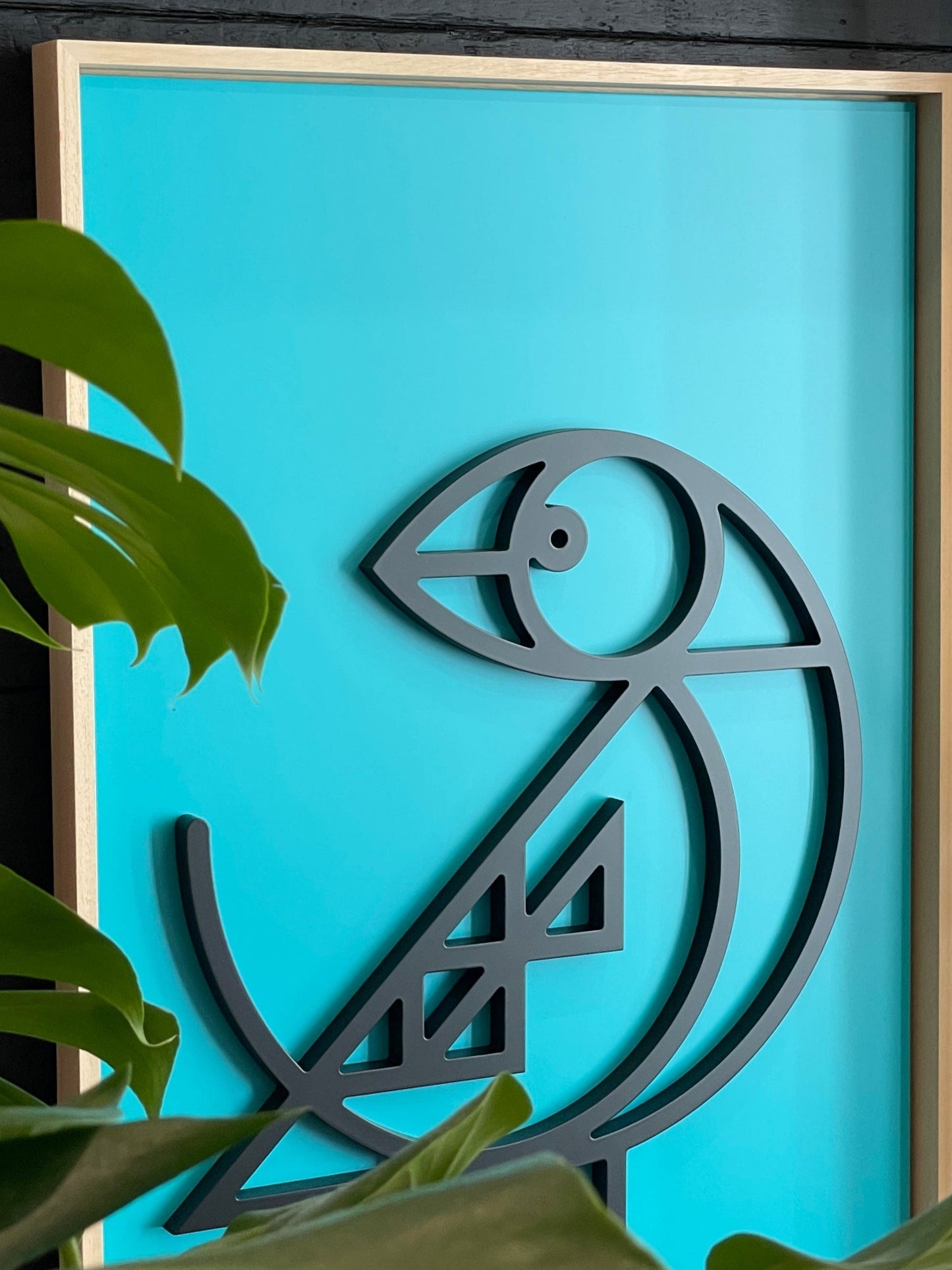 New! Puffin Blue | Wood Relief Art