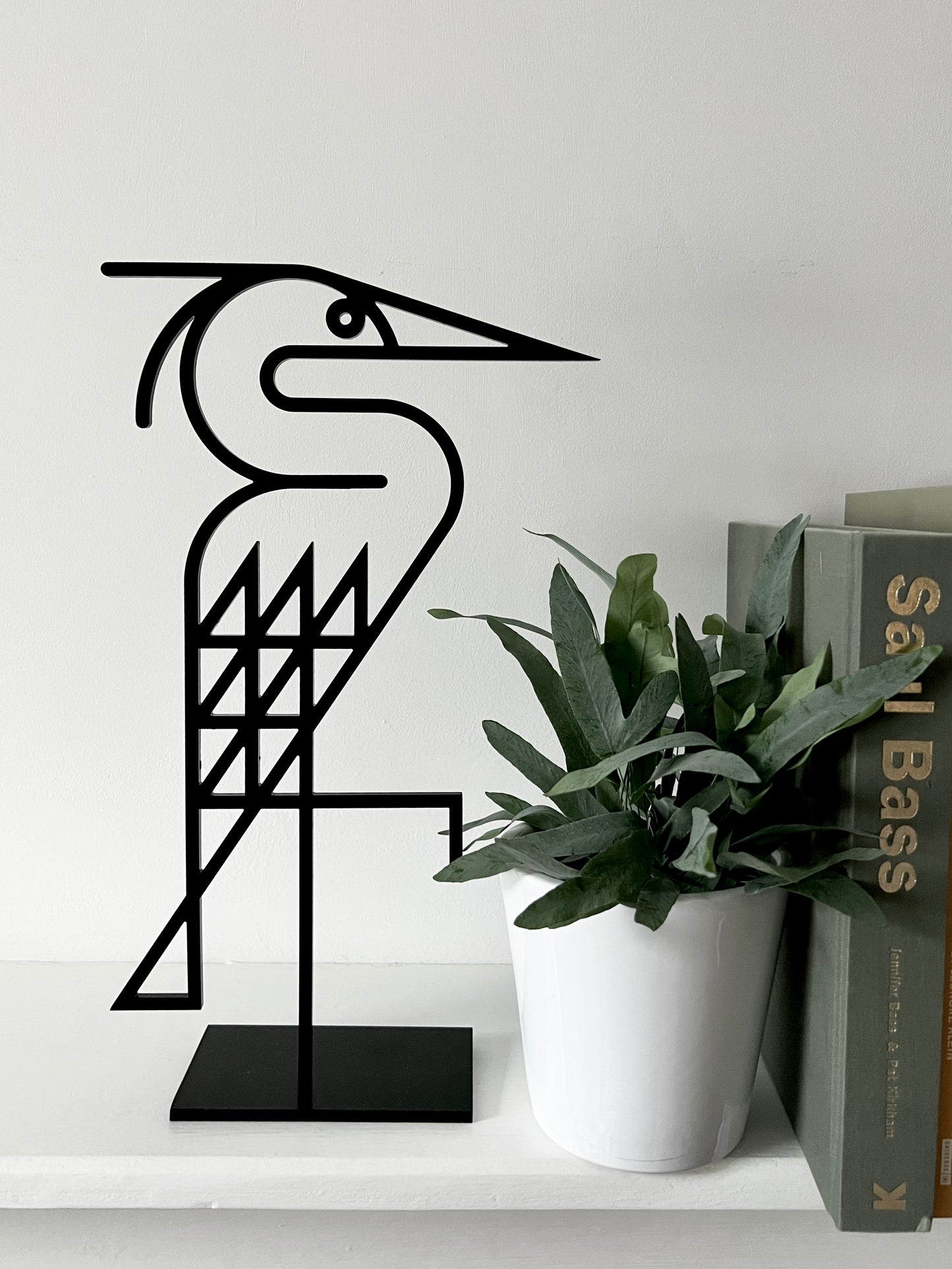 Handsome Heron Line Art Metalwork Sculpture