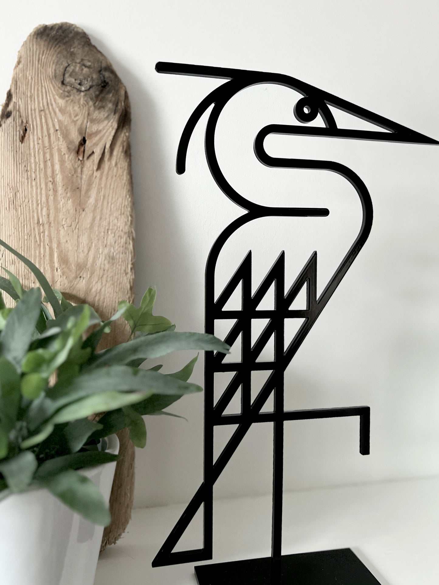 Handsome Heron Line Art Metalwork Sculpture