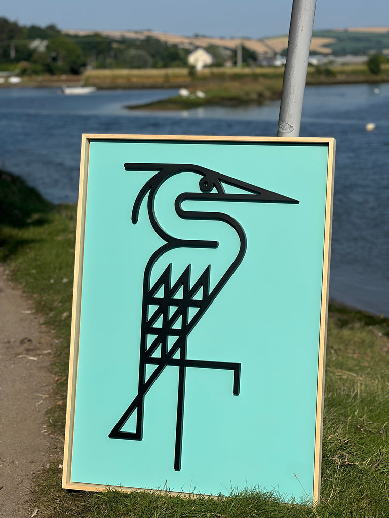 New! Heron Seafoam | Large Wood Relief