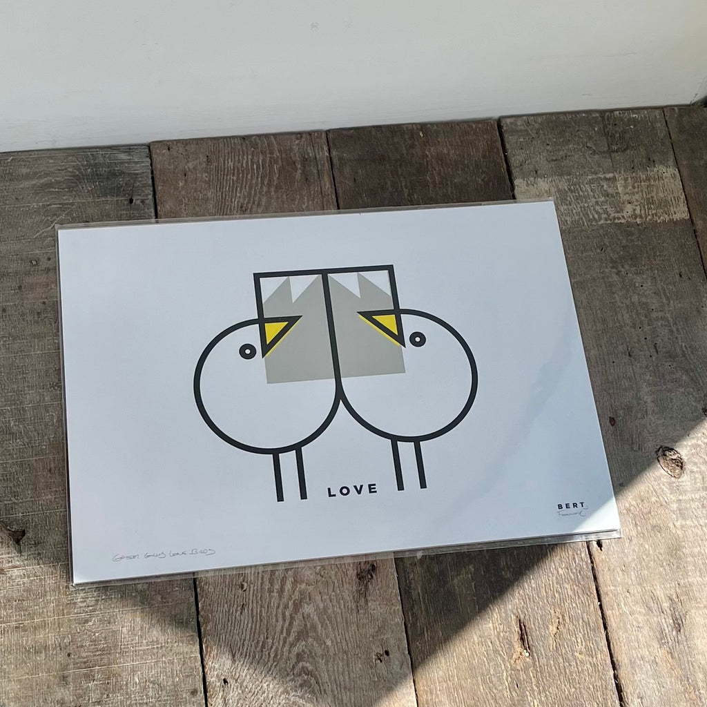 Studio Archive Sale - A2 & A3 Great Gulls Love Screen Print