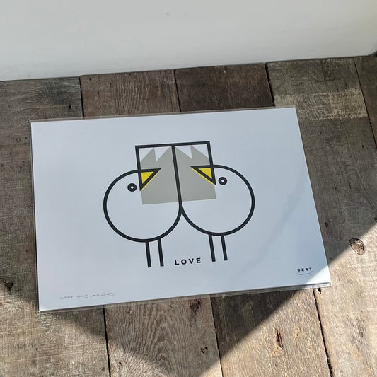 GULLS LOVE WHITE | LIMITED EDITION ART PRINT | VALENTINES OFFER