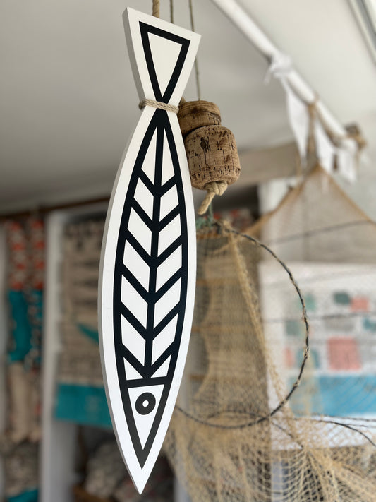 NEW! Fine Fish | Artist Edition screen printed fish wall hanging art, made of wood, vintage cork floats and rope