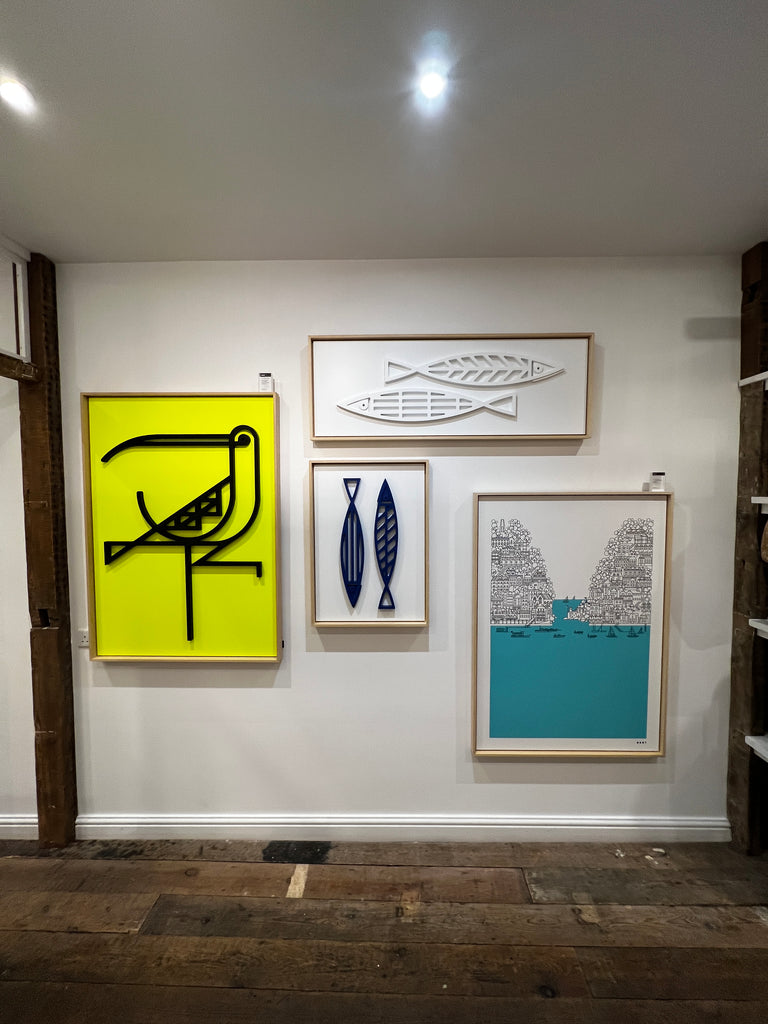 New! Fine Fish White Long | Wood Relief Art
