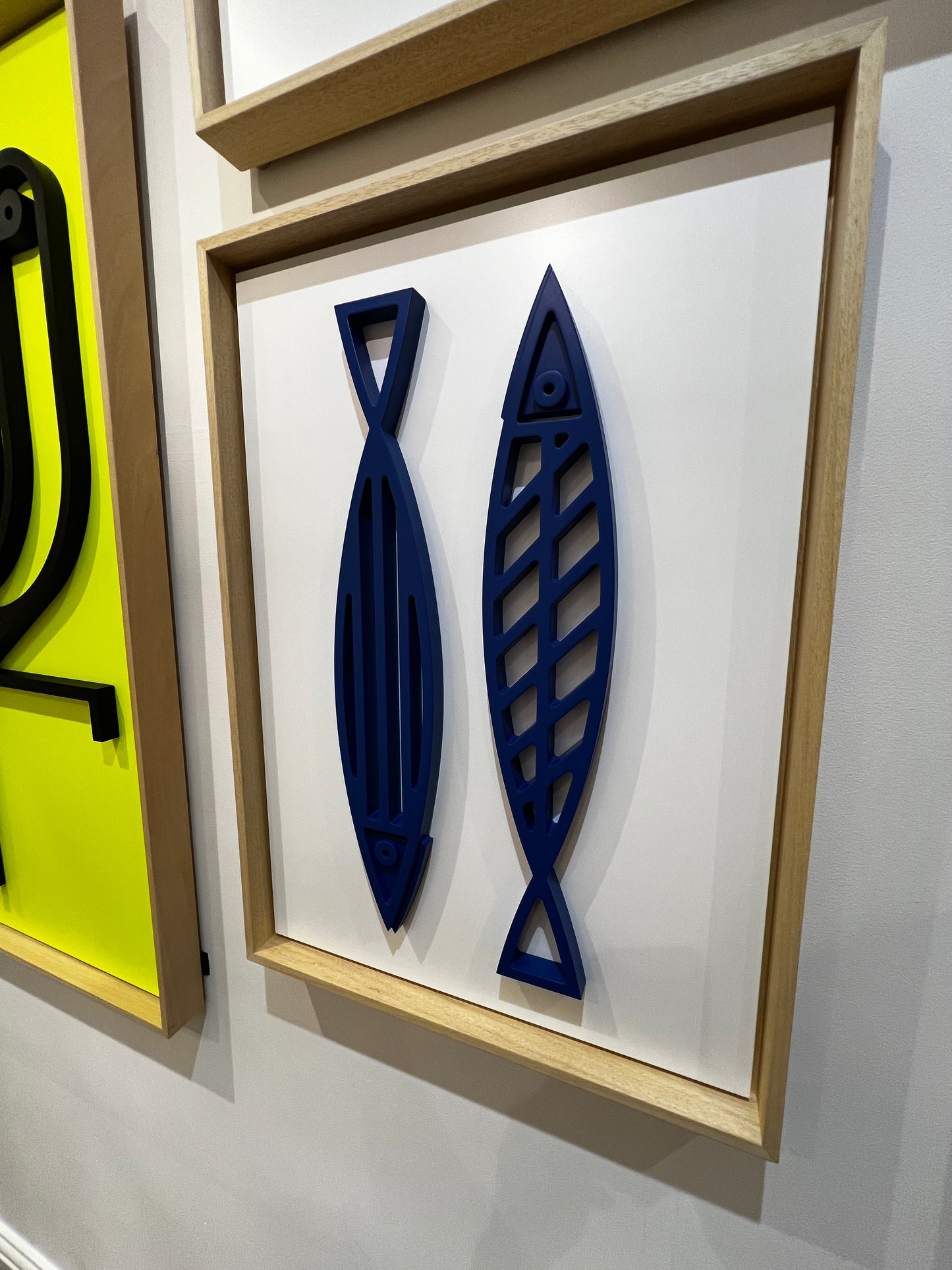 New! Fine Fish Blue on White | Wood Relief Art