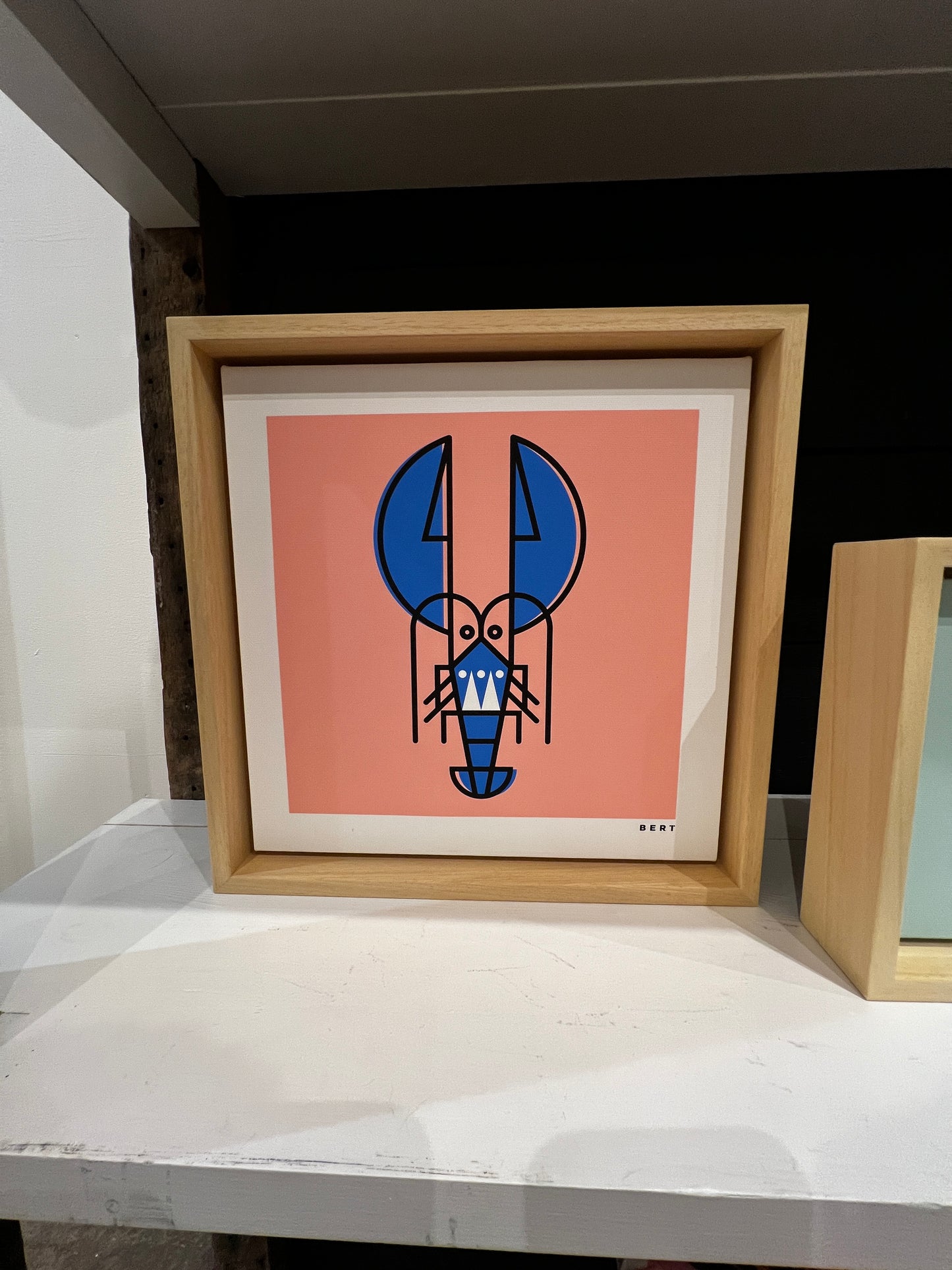 New! Lobster on Pink | Small Framed Canvas