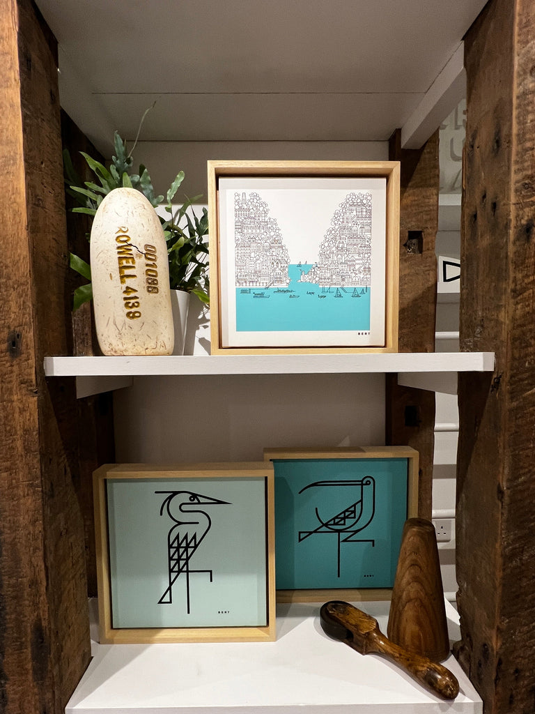 New! Curlew Blue | Small Framed Canvas