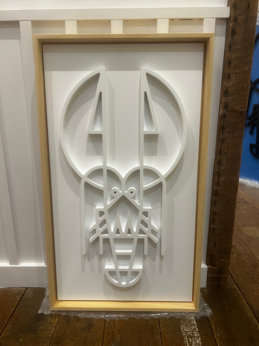 New! Lush Lobster White | Wood Relief Art