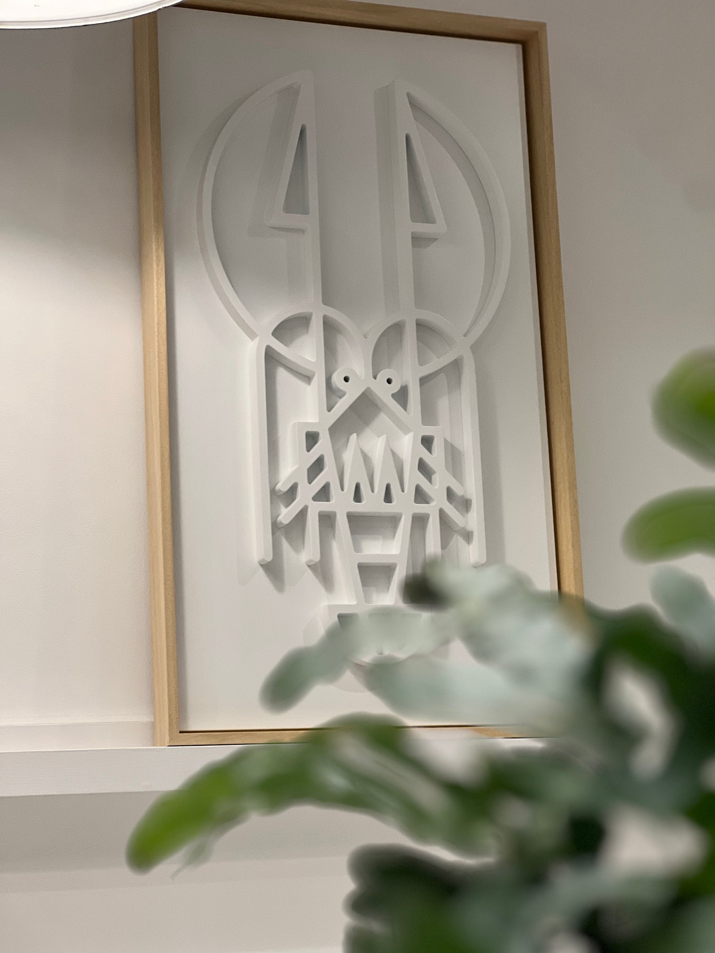 New! Lush Lobster White | Wood Relief Art
