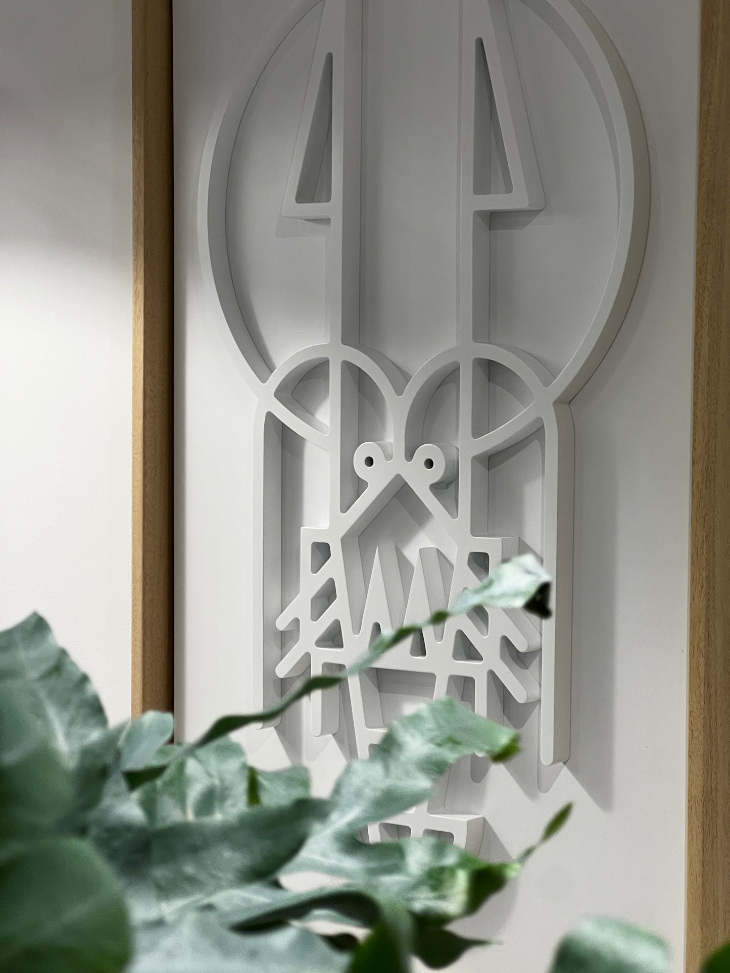 New! Lobster White | Wood Relief Art